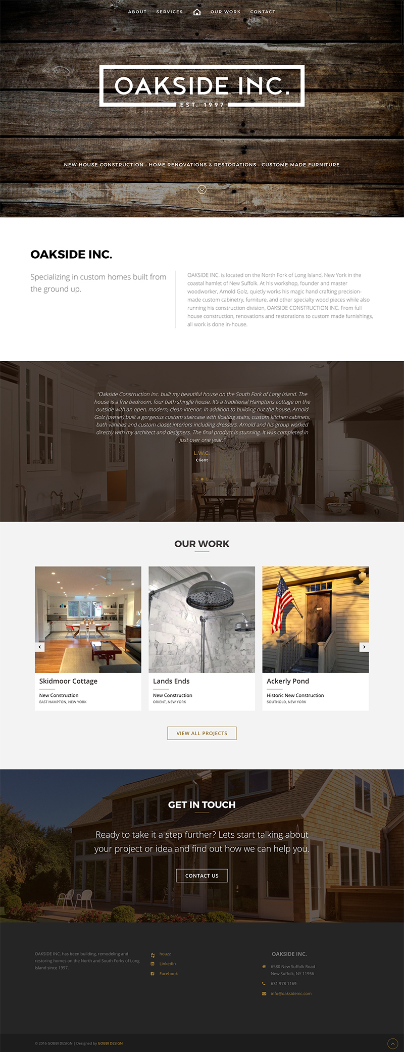 OaksideInc.com Home Page Design